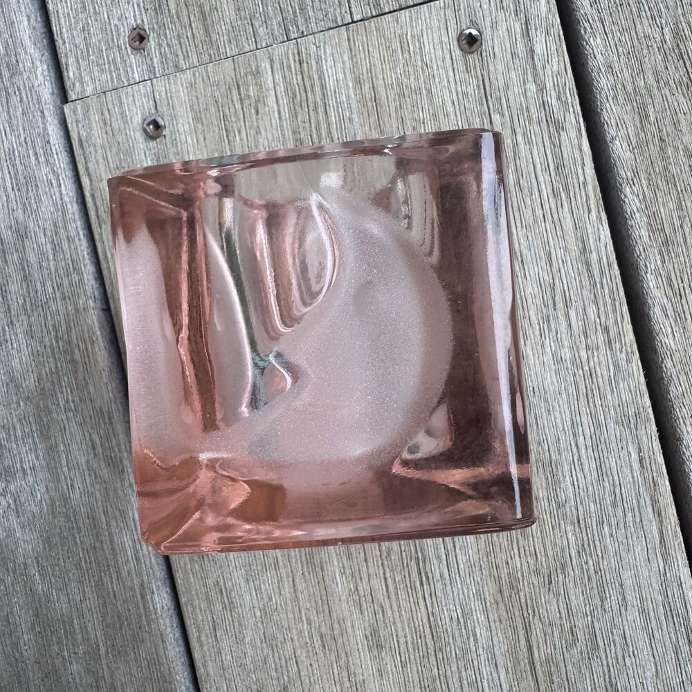 Vintage Delzell Viking Glass Pink Celestial Decorative Candle Holder Moon Whimsy